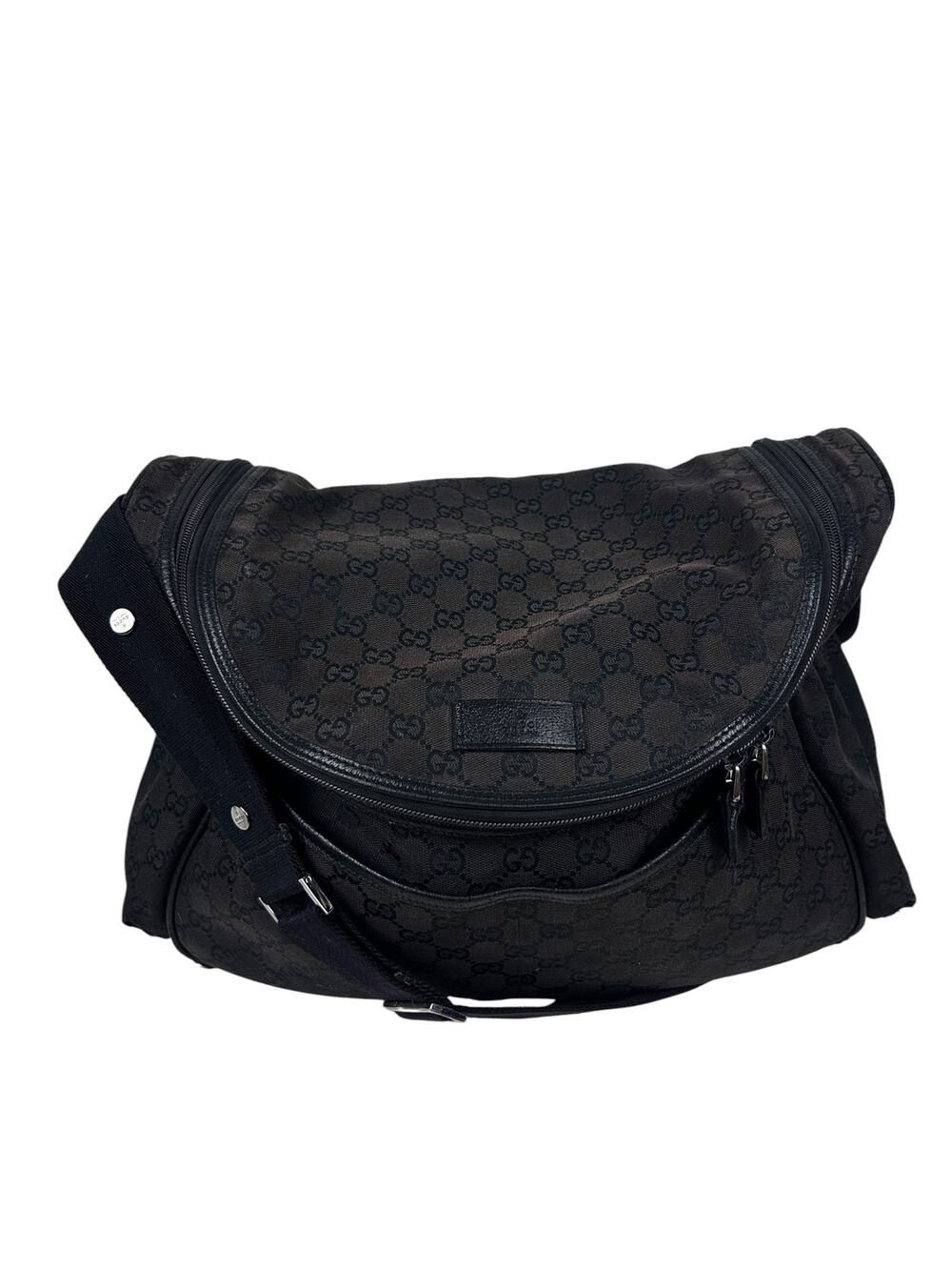 Gucci Brown Black GG Monogram Crossbody Diaper Bag